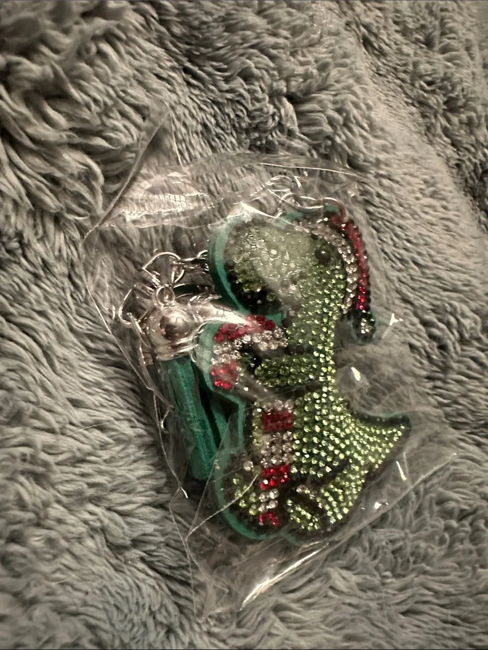 Green Rhinestone Dinosaur Bag Charm Keychain for Kids